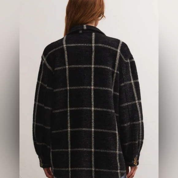 Z Supply Black White Plaid Tucker Shirt Jacket Relaxed Fit Size XS - Picture 3 of 15